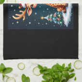 Giraffe Rendier Pet Kerstboom Funny Xm Theedoek (Gevouwen)