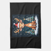 Giraffe Rendier Pet Kerstboom Funny Xm Theedoek (Verticaal)