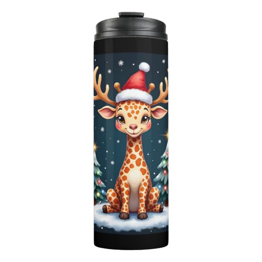 Giraffe Rendier Pet Kerstboom Funny Xm Thermosbeker (Voorkant)