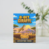 Giraffe, Retro 8-Bit Pixelkunst Briefkaart (Staand voorkant)
