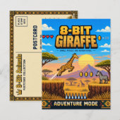 Giraffe, Retro 8-Bit Pixelkunst Briefkaart (Voorkant / Achterkant)