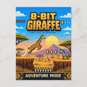 Giraffe, Retro 8-Bit Pixelkunst Briefkaart