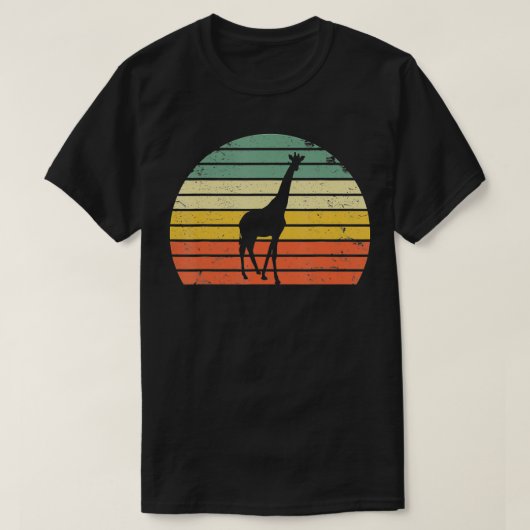 Giraffe Retro Color Sunset Silhouette T-shirt (Design voorkant)