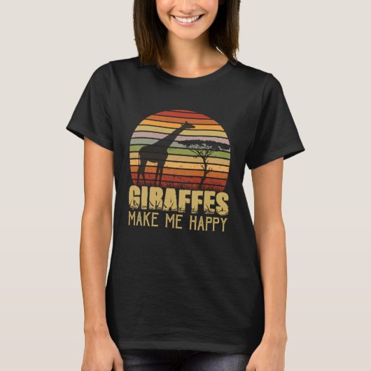 Giraffe Retro Fauna Afrika Wilde dier op safari S T-shirt (Voorkant)