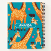 Giraffe Retro Kleurrijk Gepersonaliseerd Patroon Notitieboek (Achterkant)