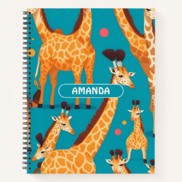 Giraffe Retro Kleurrijk Gepersonaliseerd Patroon Notitieboek