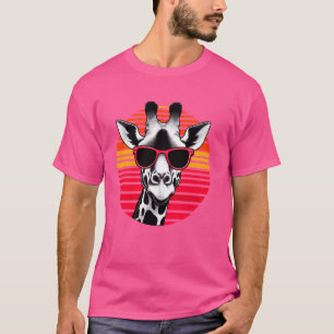 Giraffe Retro  Sunset Animal Zonnebril 70s T-shirt