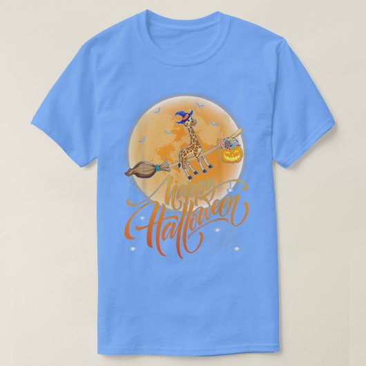 Giraffe Ride Witch Shot Moon Giraffe Hallo T-shirt (Design voorkant)