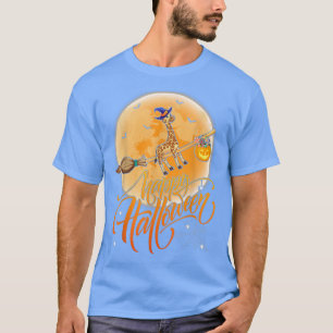Giraffe Ride Witch Shot Moon Giraffe Hallo T-shirt
