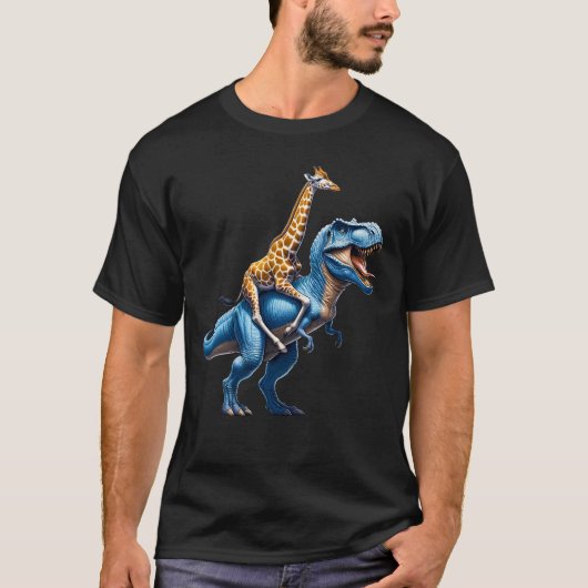 Giraffe Riding Dinosaur Lover T-shirt (Voorkant)