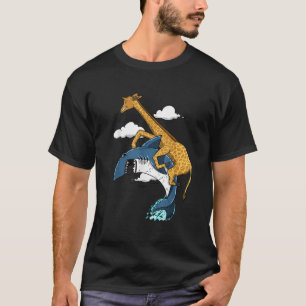 Giraffe Riding Shark Grappig Dierenvriend Meisjes  T-shirt
