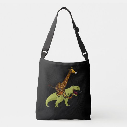 Giraffe Riding T-Rex Dinosaur Funny Animals Crossbody Tas (Voorkant)