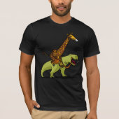 Giraffe Riding T-Rex Dinosaur Funny Animals T-shirt (Voorkant)