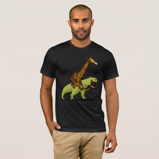 Giraffe Riding T-Rex Dinosaur Funny Animals T-shirt (Voorkant volledig)