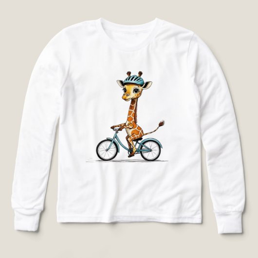 Giraffe Rijden op een Fiets – Hand-Drawn Pencil Ar (Voorkant)
