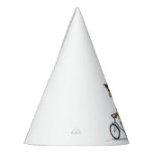 Giraffe Rijden op een Fiets – Hand-Drawn Pencil Ar Feesthoedjes (Links)