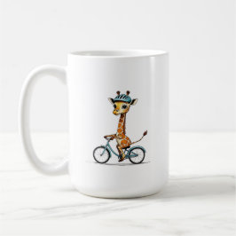 Giraffe Rijden op een Fiets – Hand-Drawn Pencil Ar Koffiemok