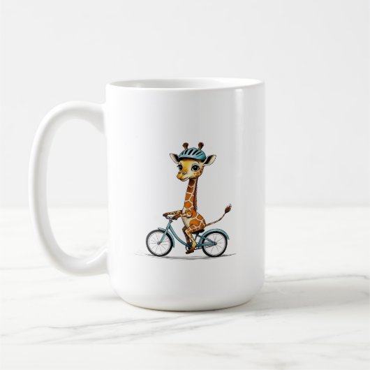 Giraffe Rijden op een Fiets – Hand-Drawn Pencil Ar Koffiemok (Links)