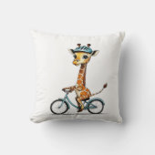 Giraffe Rijden op een Fiets – Hand-Drawn Pencil Ar Kussen (Voorkant)