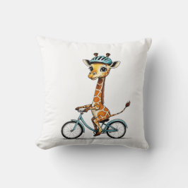 Giraffe Rijden op een Fiets – Hand-Drawn Pencil Ar Kussen