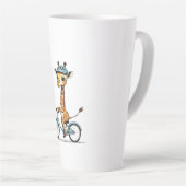 Giraffe Rijden op een Fiets – Hand-Drawn Pencil Ar Latte Mok (Rechterhoek)