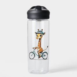 Giraffe Rijden op een Fiets – Hand-Drawn Pencil Ar Waterfles