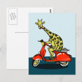 Giraffe rijden op een motorfiets briefkaart (Voorkant / Achterkant)