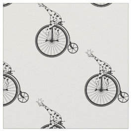 Giraffe rijden op een penny farthing bike stof