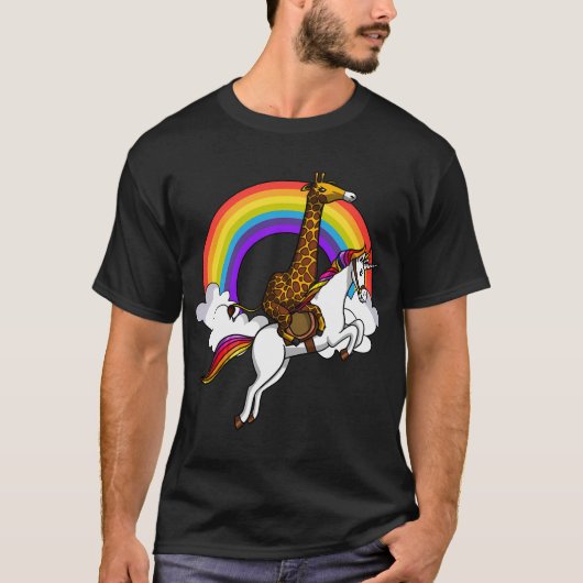 Giraffe rijdende eenhoorn t-shirt (Voorkant)