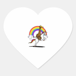 Giraffe Rijdt Eenhoorn Magische Regenboog Grappige Hart Sticker