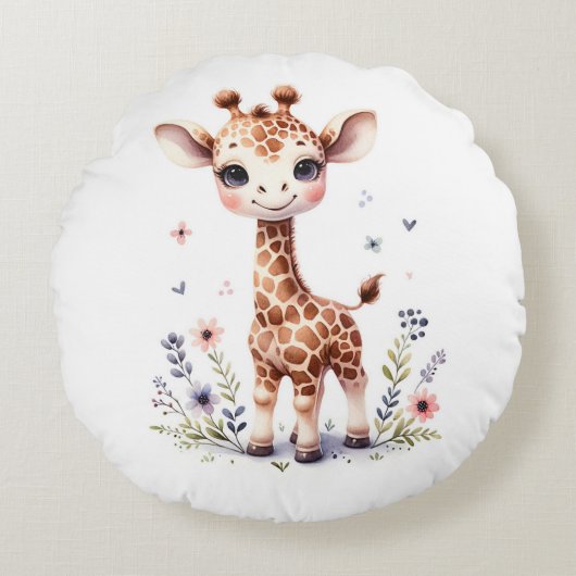 Giraffe Rond Kussen (Voorkant)