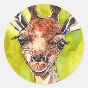 Giraffe Ronde Sticker