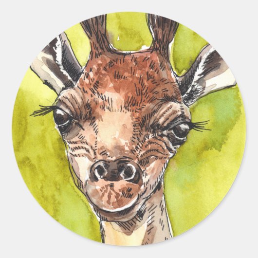 Giraffe Ronde Sticker (Voorkant)