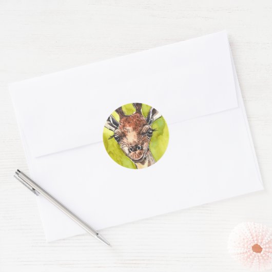 Giraffe Ronde Sticker (Envelop)