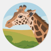 Giraffe Ronde Sticker (Voorkant)
