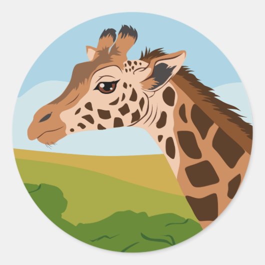 Giraffe Ronde Sticker (Voorkant)