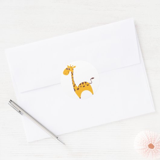 Giraffe Ronde Sticker (Envelop)