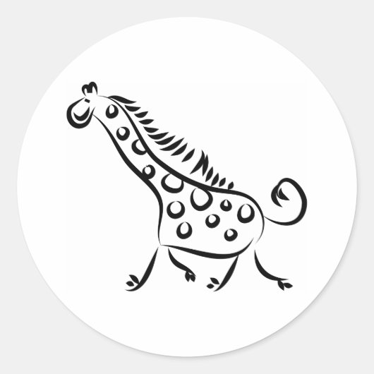 Giraffe Ronde Sticker (Voorkant)
