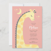 Giraffe Roze Achtergrond Uitnodiging Baby shower (Voorkant)