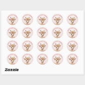 Giraffe Roze Baby Meisje Douche Sprinkle Wild Oerw Ronde Sticker (Vel)