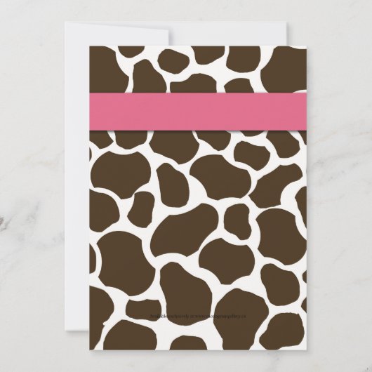 Giraffe roze babymeisje aankondiging (Achterkant)