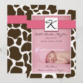 Giraffe roze babymeisje aankondiging (Voorkant / Achterkant)