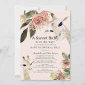 Giraffe Roze Bloemen Meisje Baby shower per Mail Kaart (Voorkant)