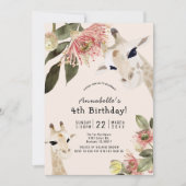 Giraffe roze bloemenmeisje Verjaardag Kaart (Voorkant)