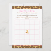 Giraffe Roze Meisje Baby shower Bingo Kaart (Voorkant)