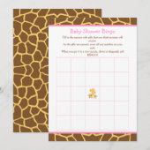 Giraffe Roze Meisje Baby shower Bingo Kaart (Voorkant / Achterkant)