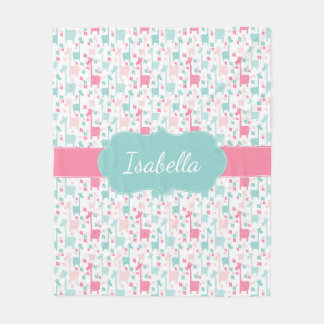 Giraffe Roze Mint Aqua Blauwgroen flessenbak Fleece Deken
