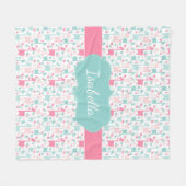 Giraffe Roze Mint Aqua Blauwgroen flessenbak Fleece Deken (Voorkant (Horizontaal))