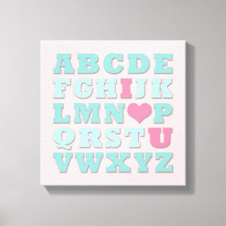 Giraffe Roze Mint Aqua Blauwgroen Wall Art Canvas