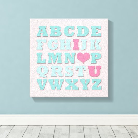 Giraffe Roze Mint Aqua Blauwgroen Wall Art Canvas (Insitu (Houten vloer))